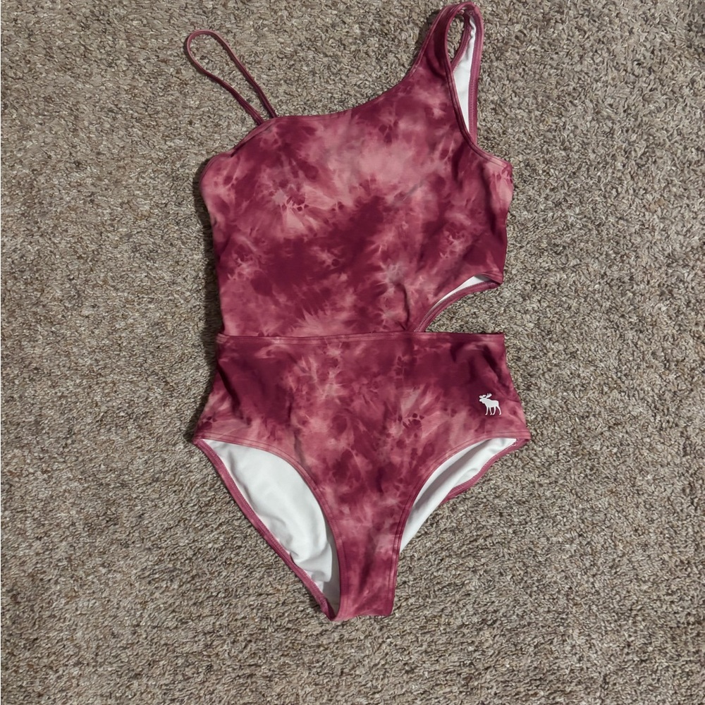 Abercrombie & Fitch Kids One-Shoulder Pink Tie-Dye Swimsuit